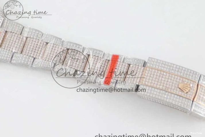 MiroTime 0601 Datejust 41 SS RG Full Diamonds TWF 1:1 Best Edition Diamonds Stick Markers Dial on Bracelet A Refined 2400